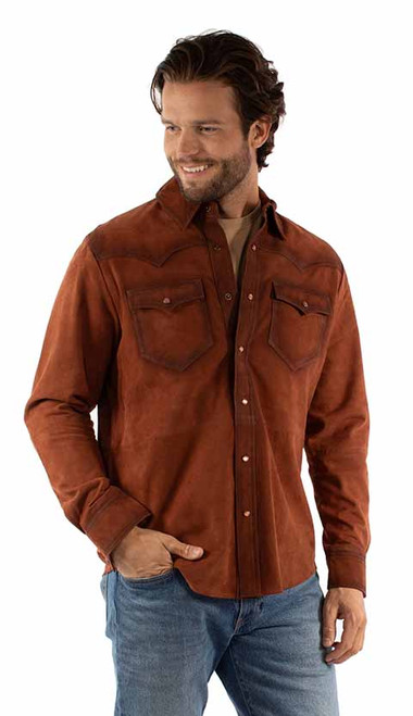 Scully Men's Shirt - Suede Leather - Rust Scully Men's Shirt - Suede Leather - Rust