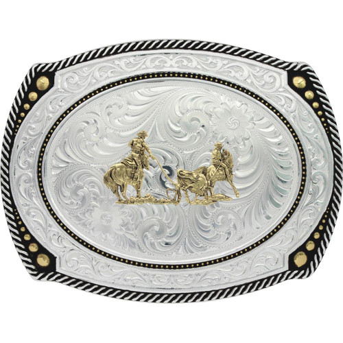 Montana Silversmith Accessories - Two Tone Roped Cameo Buckle w/ Figure