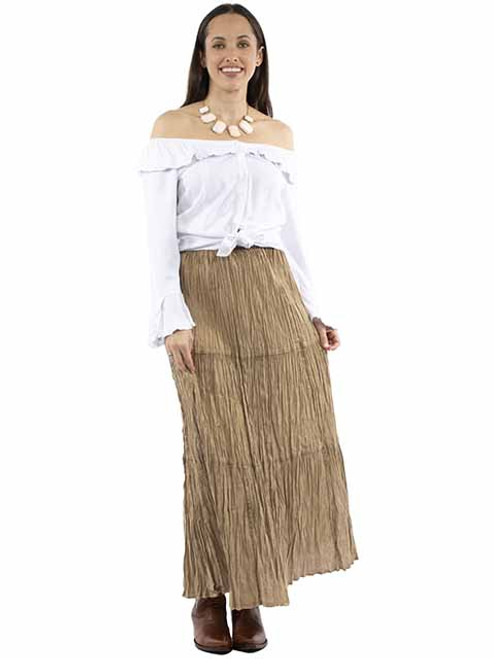 Scully Women's Skirt - Tiered Broomstick / Acid Wash - Khaki Scully Women's Skirt - Tiered Broomstick / Acid Wash - Khaki