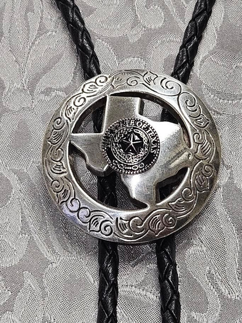 Billy's Western Wear Accessories - Bolo Tie - Round Scroll / Map / State Of Texas Seal