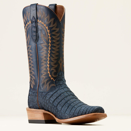 Ariat Men's Boots - Futurity Finalist - Navy Sueded Caiman Belly / Premium Denim