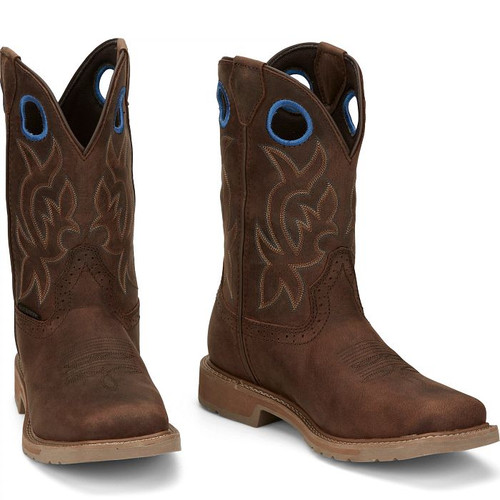 Justin Men's Boots - All Around 11" / Waterproof - Steel Toe - Walnut