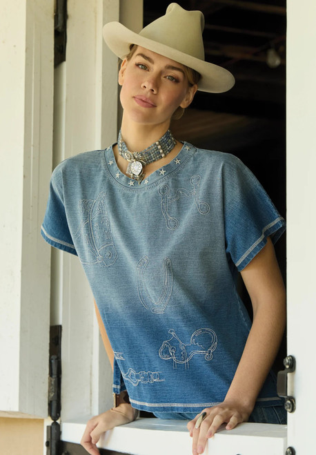 Double D Ranch Women’s - Cowboy Gist Top - Patriot