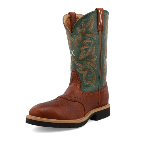 Twisted X Men's Work Boots - 12" Western - Cognac Glazed Pebble