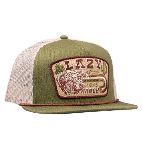 Lazy J Ranchwear Accessories - Olive & White Brewster Classic Rope Trucker