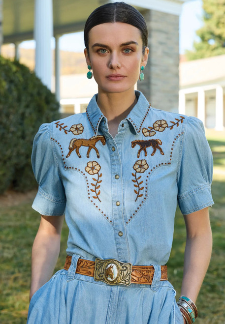 Double D Ranch Women's - Little Blues Pony Top - Chambray