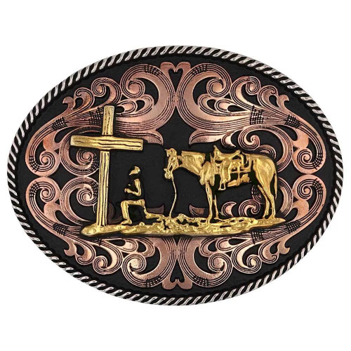 Montana Silversmith Accessories - Tri Tone Christian Cowboy Attitude Buckle