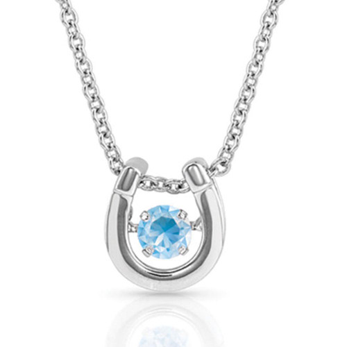Montana Silversmith Accessories - Dancing Birthstone Horseshoe Necklace - March