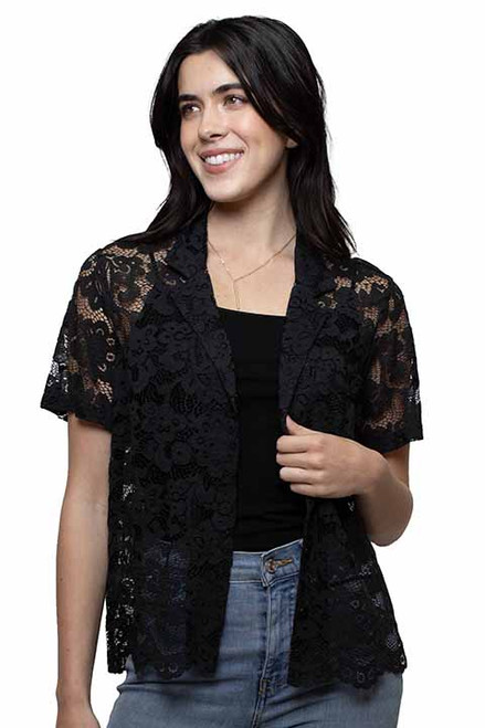 Scully Women's Cardian - Honey Creek Collection - Floral Lace - Black