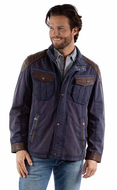 Scully Men's Jacket - Snap Front / Canvas - Navy