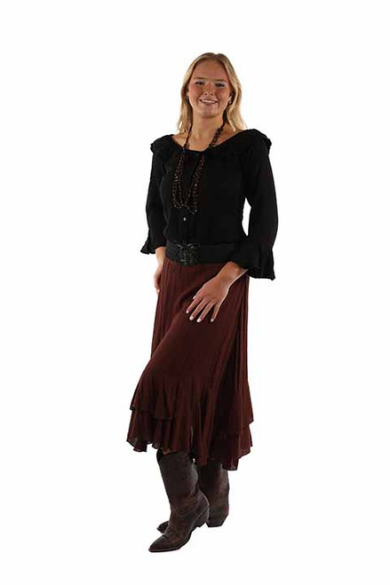 Scully Women's Skirt - Honey Creek Collection - Maxi / Ruffles - Chocolate