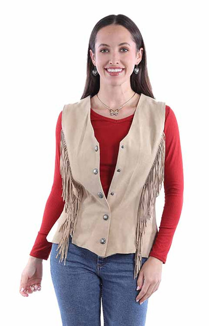 Scully Women's Vest - Snap Front / Fringe - Old Rust