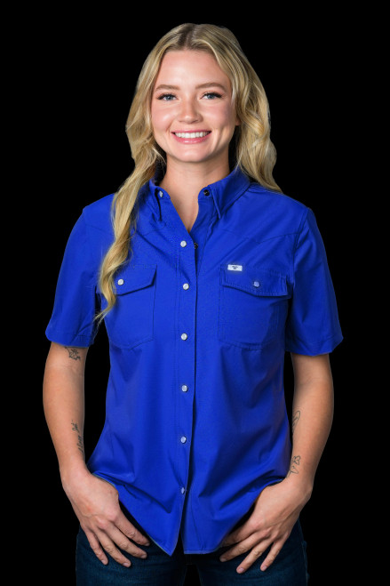 Ferrell Women's Shirt - Core - UPF 50+ / Short Sleeve Snap - Cobalt