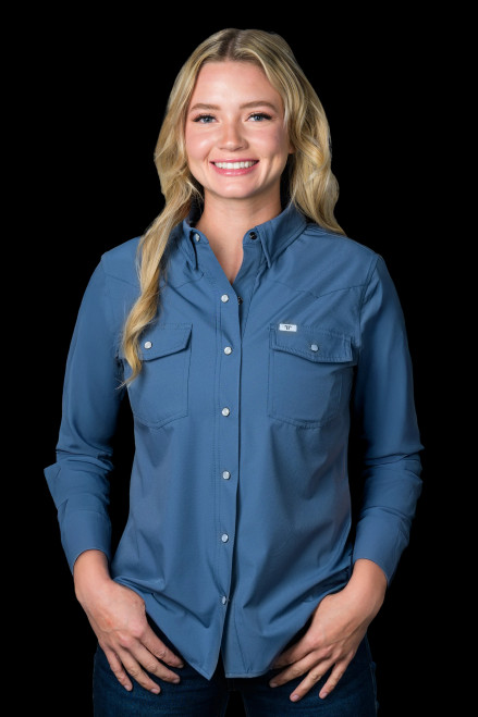 Ferrell Women's Shirt - Core - UPF 50+ / Long Sleeve Snap - Blue