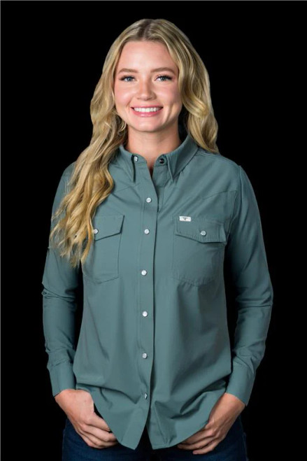 Ferrell Women's Shirt - Core - UPF 50+ / Long Sleeve Snap - Aqua