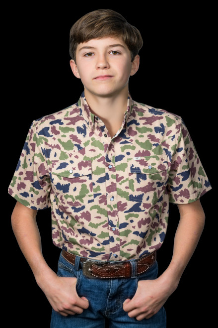 Ferrell Kids Shirt - Camo - UPF 50+ / Short Sleeve Snap