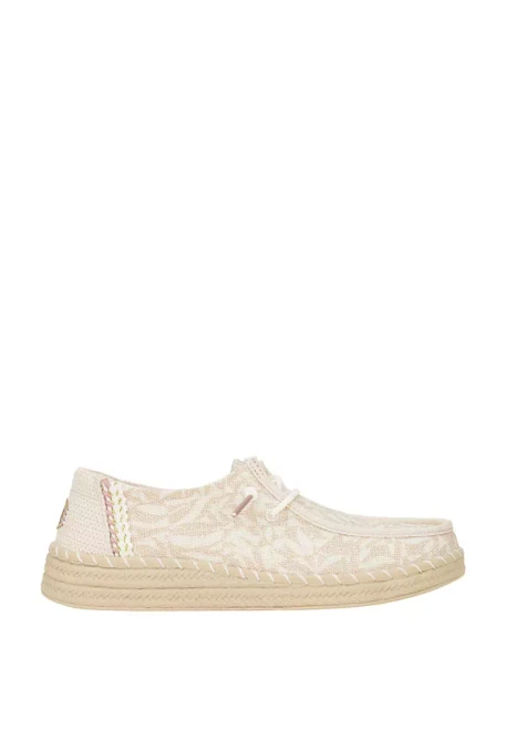 Hey Dude Women's Casuals - Wendy Espadrille Retro Palm - Pale Pink / White