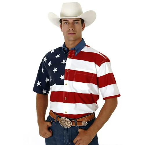 Roper Men's Shirt - American Flag Short Sleeve