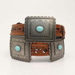 Ariat by M&F Women's Accessories - Pierced Rectangle Concho Tan Belt
