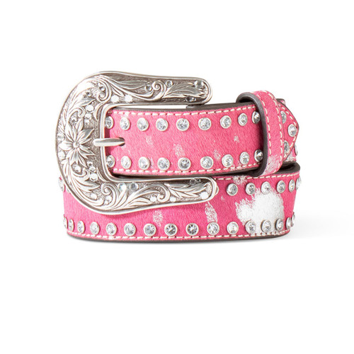 Ariat by M&F Kids Accessories - 1  1/2" Girl's Belt - Acid Washed Hot Pink Calf Hair