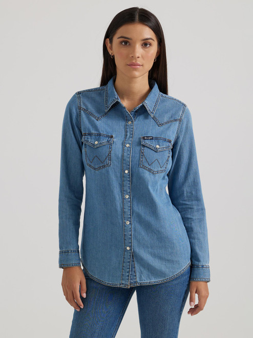 Wrangler Women's Shirt - Western LS Denim 