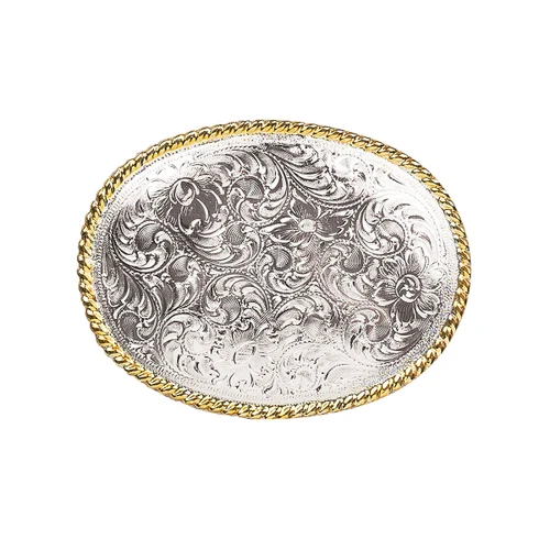 Nocona by M&F Accessories - Silver Floral Scroll Engraved w/ Gold Buckle