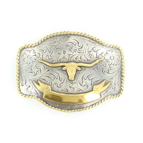 Nocona by M&F Accessories - Silver w/ Gold Longhorn Engravable Buckle