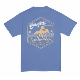 Moss Brothers Women's Shirt - Cowgirls Unlimited - Good Vibes - Blue