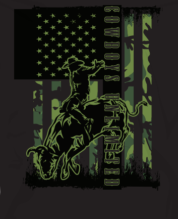 Moss Brothers Men's Shirt - Cowboys Unlimited - Green Camo - Black
