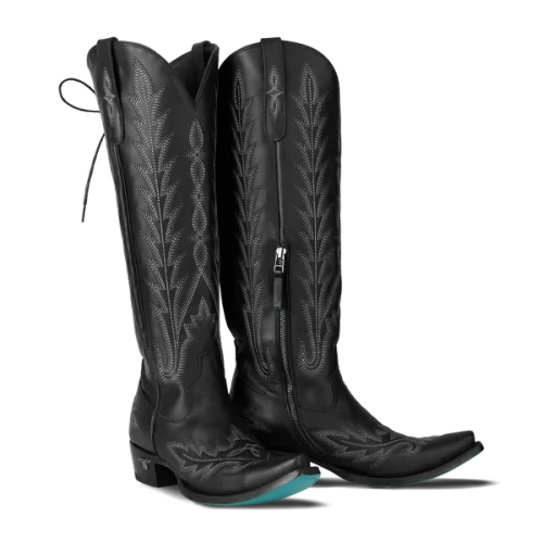 Lane Women's Boots -  Lexington Knee High Corset - Jet Black