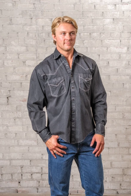 Rockmount Ranch Wear Men's Shirt - Blanket Stitch - Black