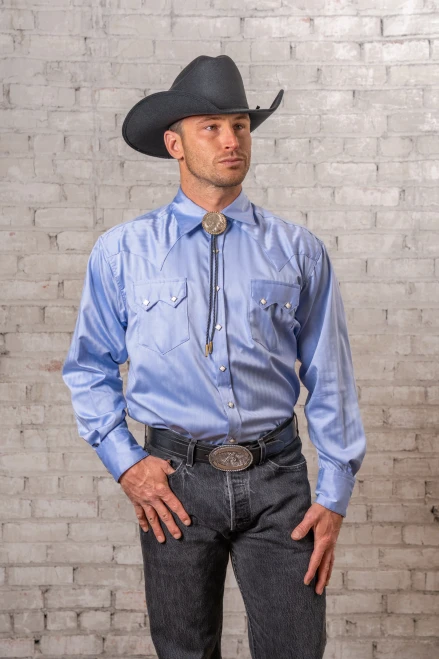 Rockmount Ranch Wear Men's Shirt - Pima Cotton Herringbone - Blue