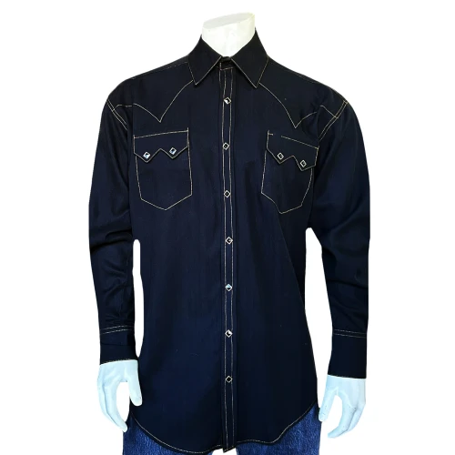 Rockmount Ranch Wear Men's Shirt - Rayon Western - Black