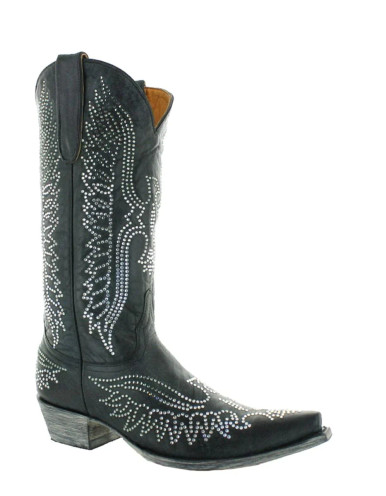 RARE NWT Sparkling Wildfire Swarovski Crystal Black Genuine Leather Bling Cowgir Old Gringo Eagle Swarovski Black L443-3 Cowgirl Boots main image 2