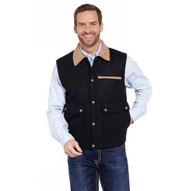 Cripple Creek Men's Apparel - Wool Melton Vest w/ Microsuede Trim - Black