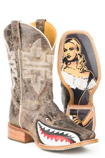 Tin Haul Men’s Boots - Gnarly Shark - Brown Crackle - Billy’s Western Wear