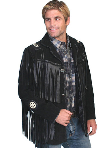 Scully Men's Jacket - Handlaced Bead Trim - Black - Billy's