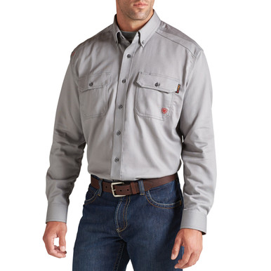 Ariat Men's FR Solid Work Shirt - Silver Fox - Billy's Western Wear