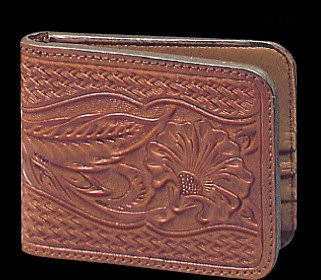 Whale and Waves Hand Tooled Hand Craved Small Wallet 