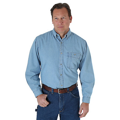 Wrangler Men's Basic Shirt - Rugged Wear - Denim - Billy's Western Wear
