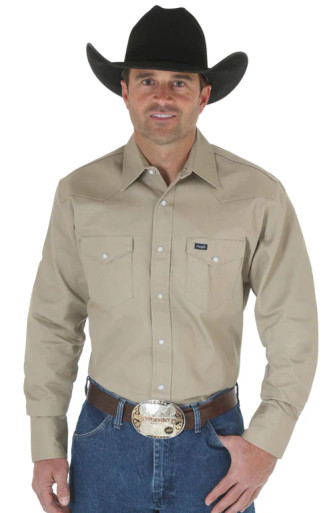 Wrangler Men's Work Shirt - Stone - Billy's Western Wear