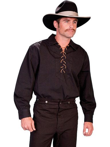 Scully Men's Shirt - Range Wear - Pullover / Lace Up - Black