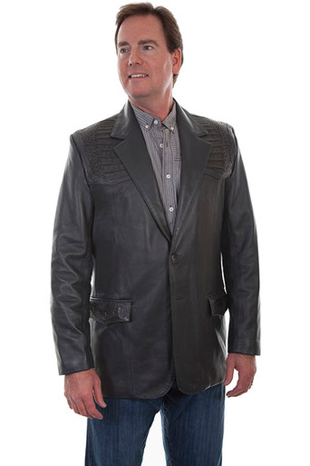 Scully Men's Jacket - Caiman Inlay Blazer - Grey - Billy's Western