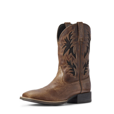 Mens Ariat Pull‎ On A2 Classic Two Toned Leather Boots Black Tan 12 Ariat | Shoes | Ariat Roughstock Black Brown Leather S Toe  main image 3