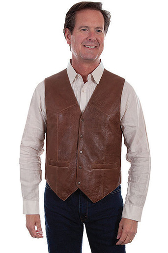 Scully Men's Vest - Leather / Vintage Lamb - Brown - Billy's