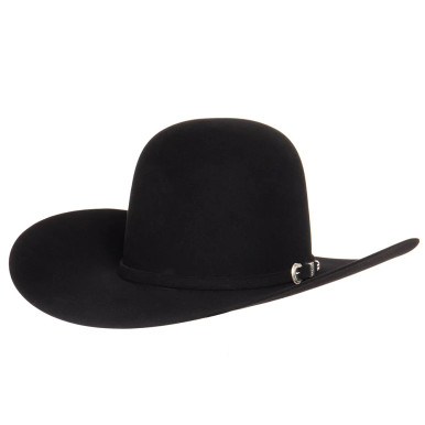 American Hat Company 6X Black Felt Cowboy Hat 7 1/4 / 2 Ply Ribbon Band / RC Crown