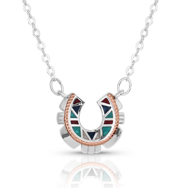 ミュージシャン MACARONI WESTERNS HORSE SHOE NECKLACE Montana Silversmith Accessories - Western Mosaic Horseshoe
