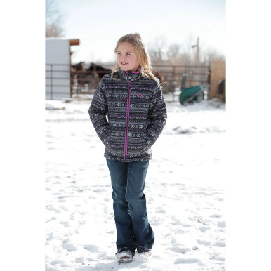 Cruel Girl Kid's Jacket - Quilted Jacket - Black Aztec - Billy's