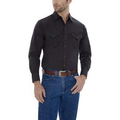 Ely Walker Men's Shirt - Western Snap LS - Solid Black - Billy's