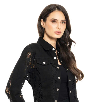 Adore Women's Jackets - Denim Lace - Black